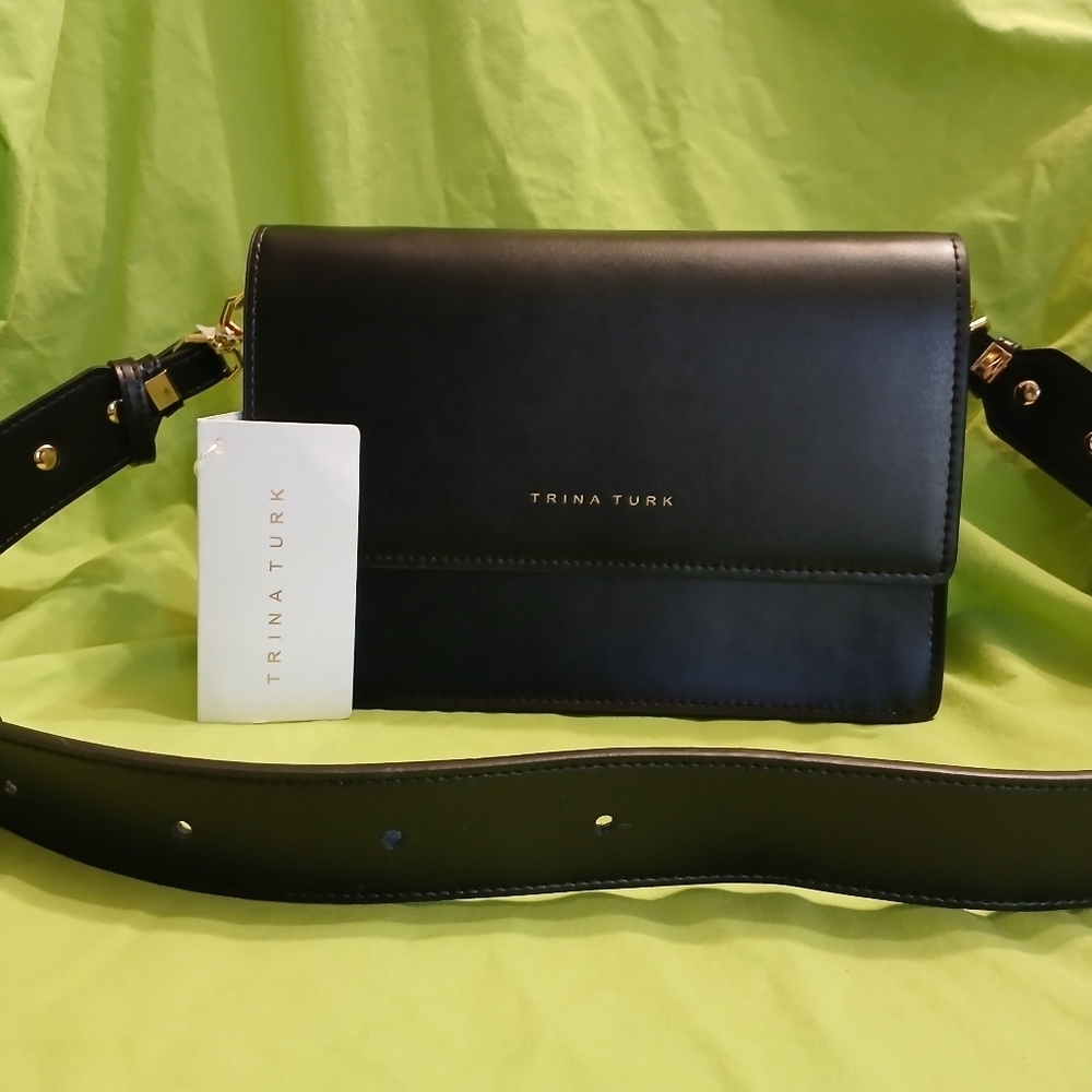 Trina Turk NWT  Black Double Compartment Crossbody